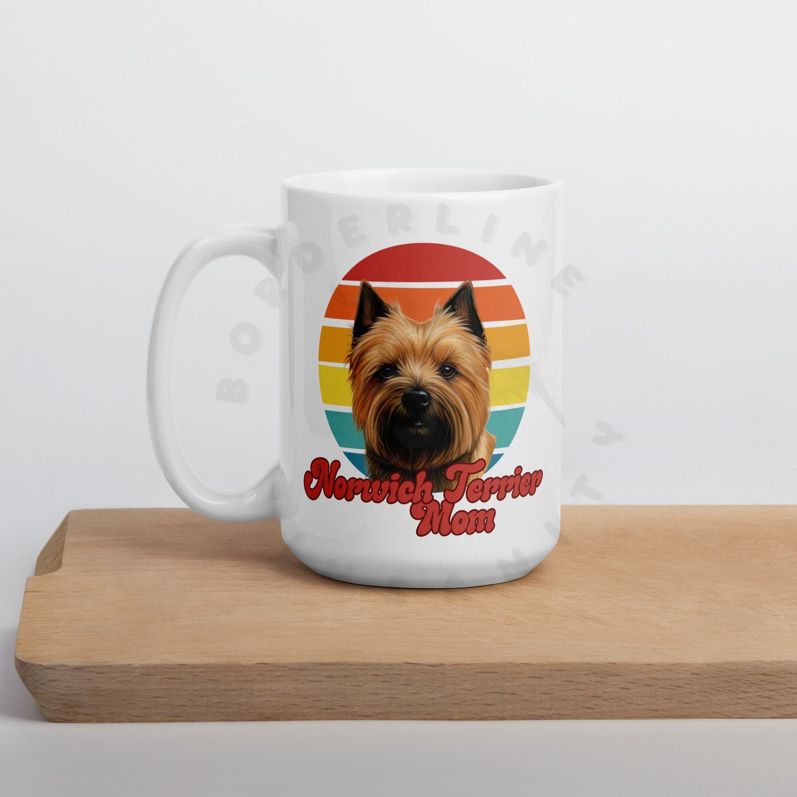 norwich terrier mom watercolor portrait mug retro vintage style