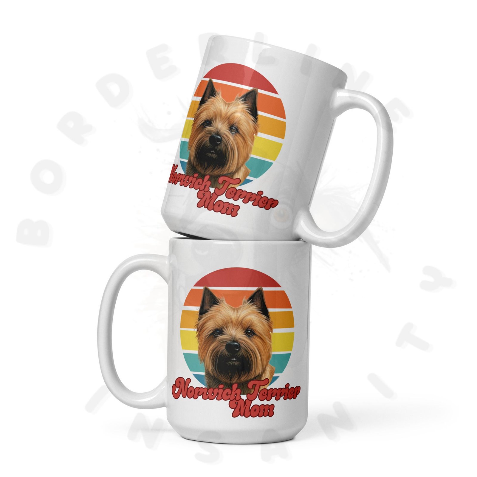 norwich terrier mom mug retro sunset 15oz ceramic coffee mug